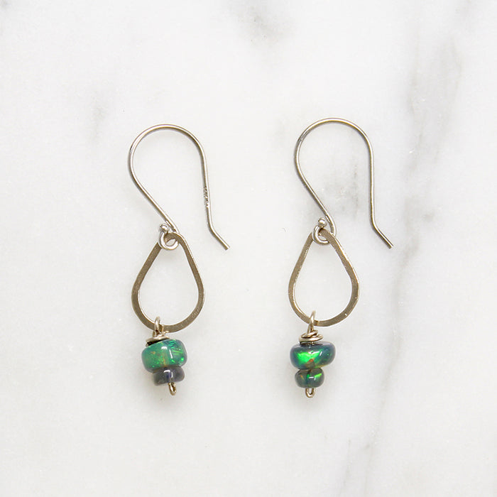 Luminous Black Opals & White Gold Earrings by brunet