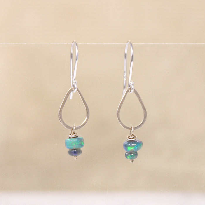 Luminous Black Opals & White Gold Earrings by brunet