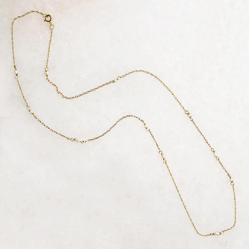 Tiny Pearl Stations Necklace by brunet