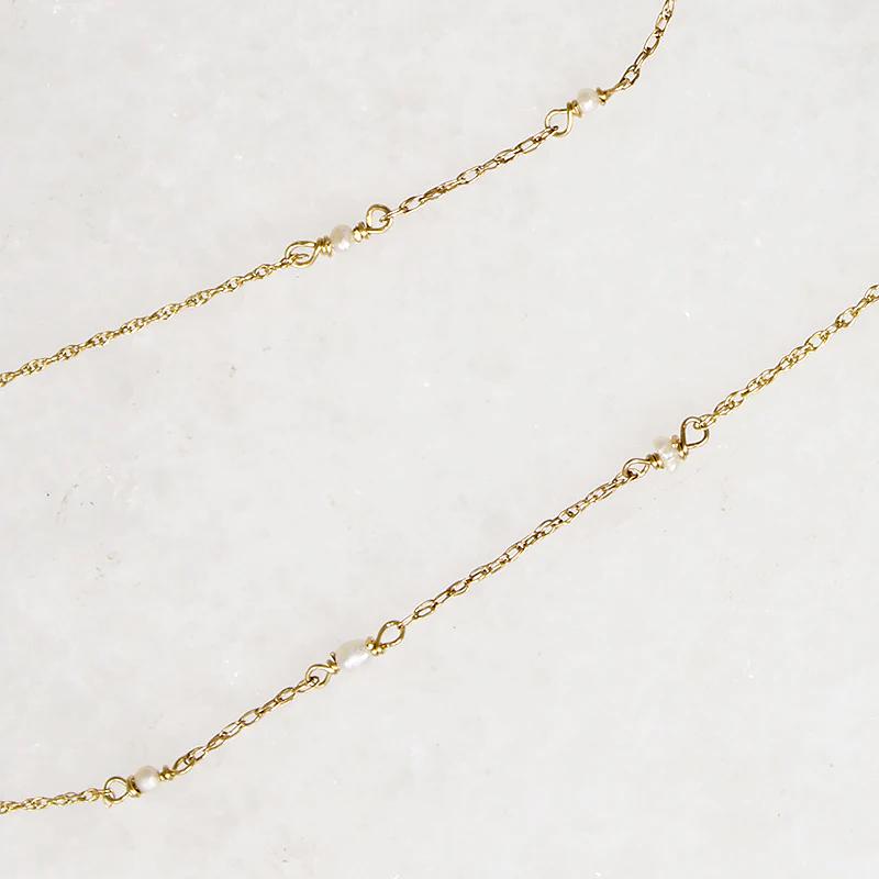 Tiny Pearl Stations Necklace by brunet