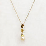 Pearl & Vintage Gold Drop Necklace by brunet