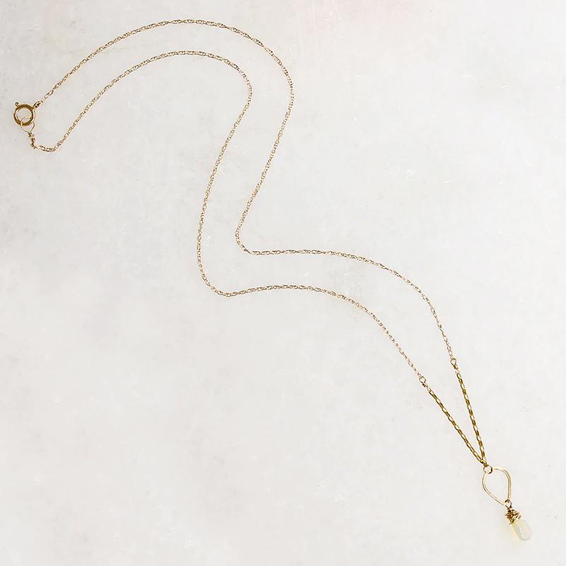 Opal Drop Necklace with Handmade Gold Detail by brunet