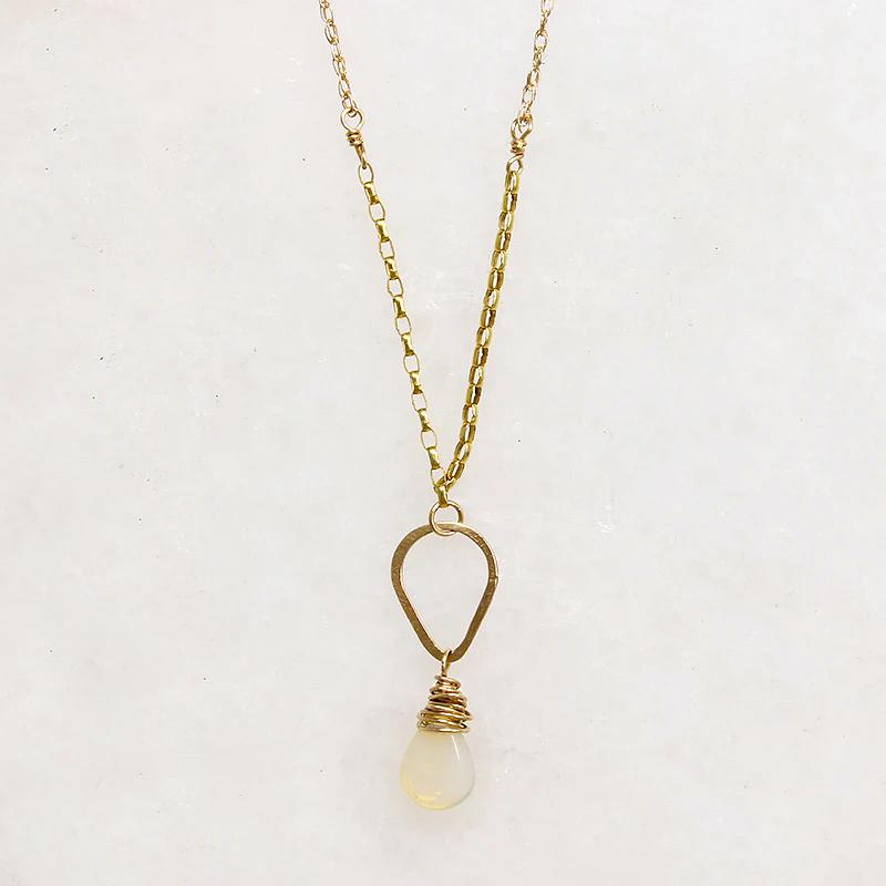 Opal Drop Necklace with Handmade Gold Detail by brunet