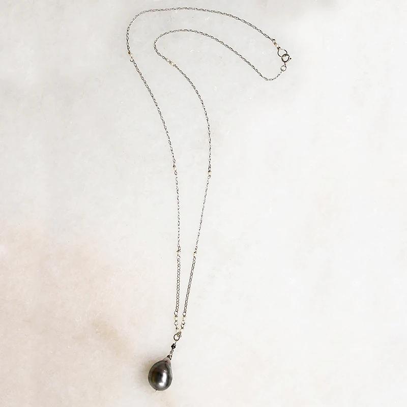 Tahitian Pearl & Black Diamond Necklace by brunet