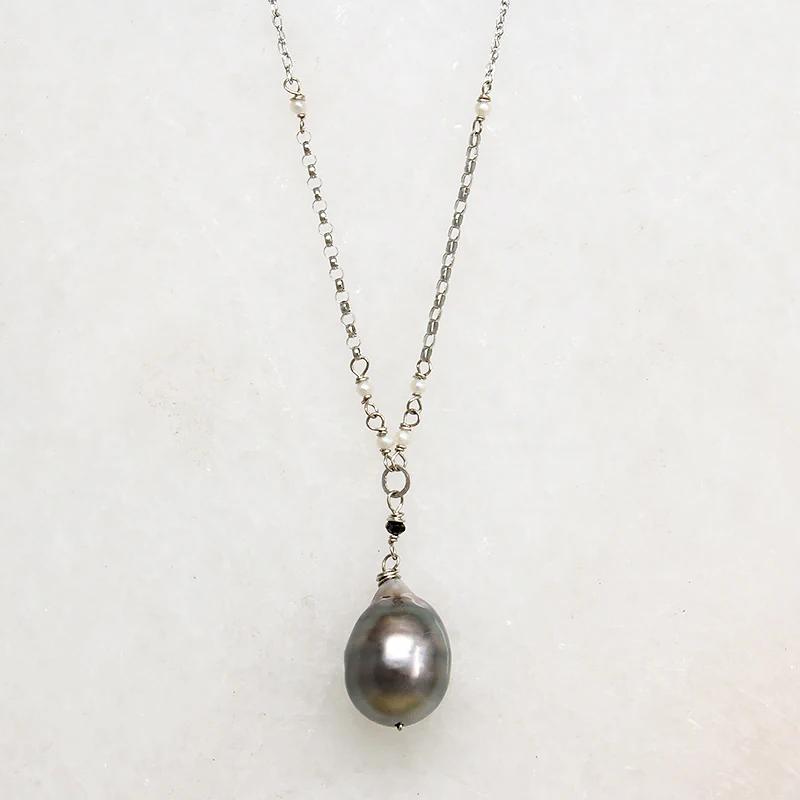 Tahitian Pearl & Black Diamond Necklace by brunet
