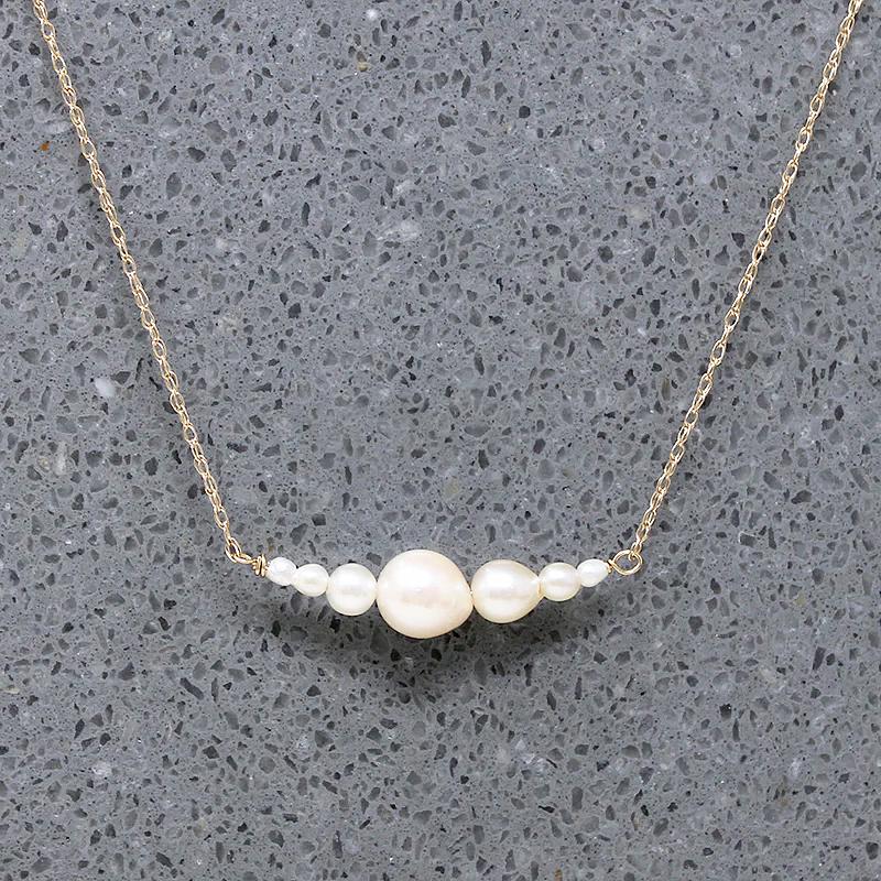 Glowing Pearl & Gold Arc Necklace by brunet