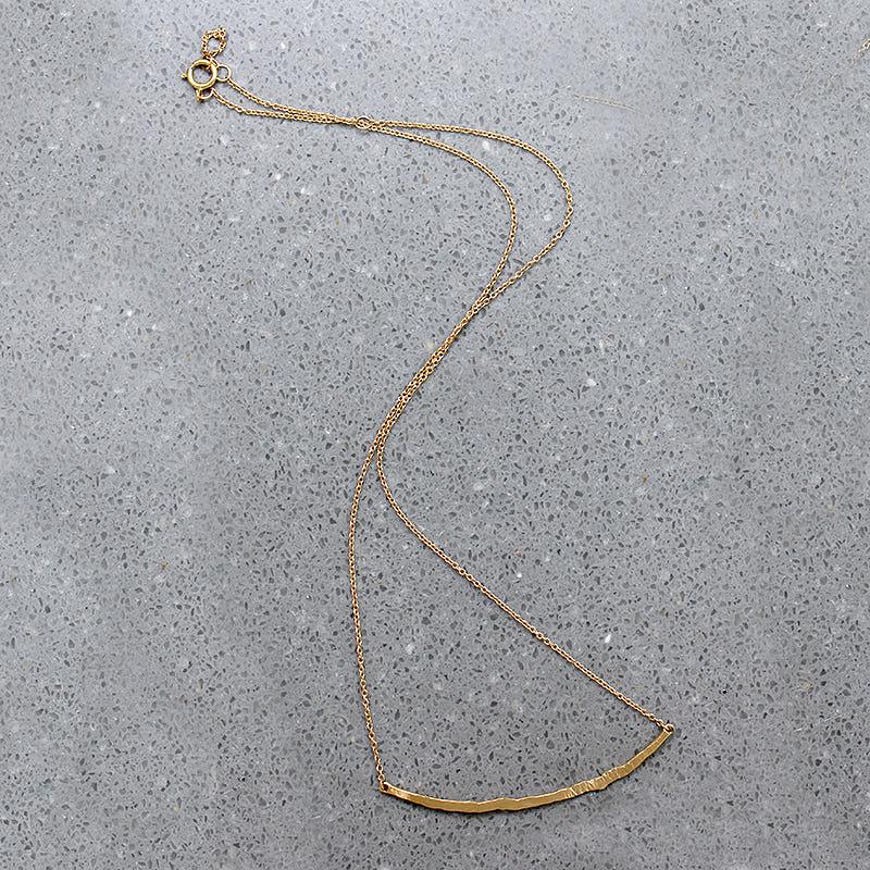 Hand Forged Gold Bar Necklace by brunet