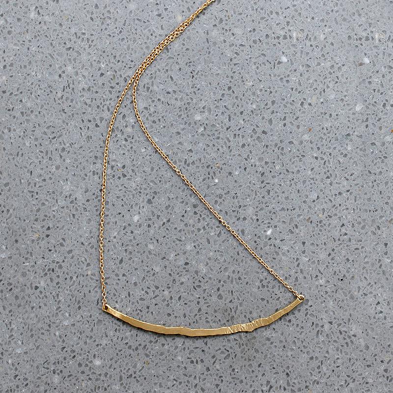 Hand Forged Gold Bar Necklace by brunet