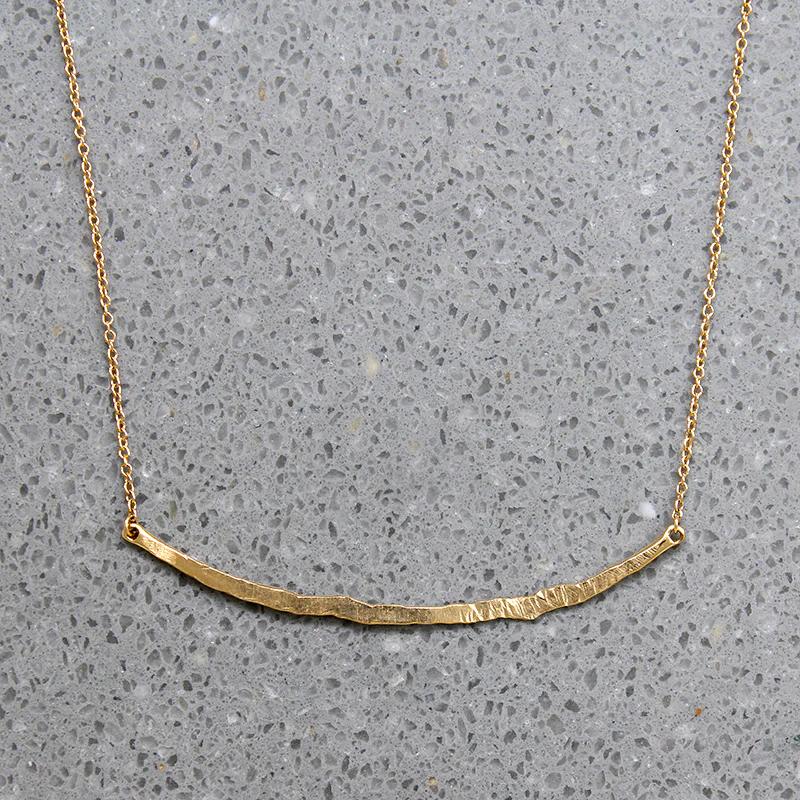 Hand Forged Gold Bar Necklace by brunet