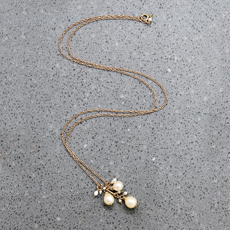 Frothy Pearl Cluster on Gold Necklace by brunet