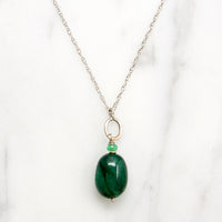 Emerald Beads on 14k White Gold Necklace by brunet
