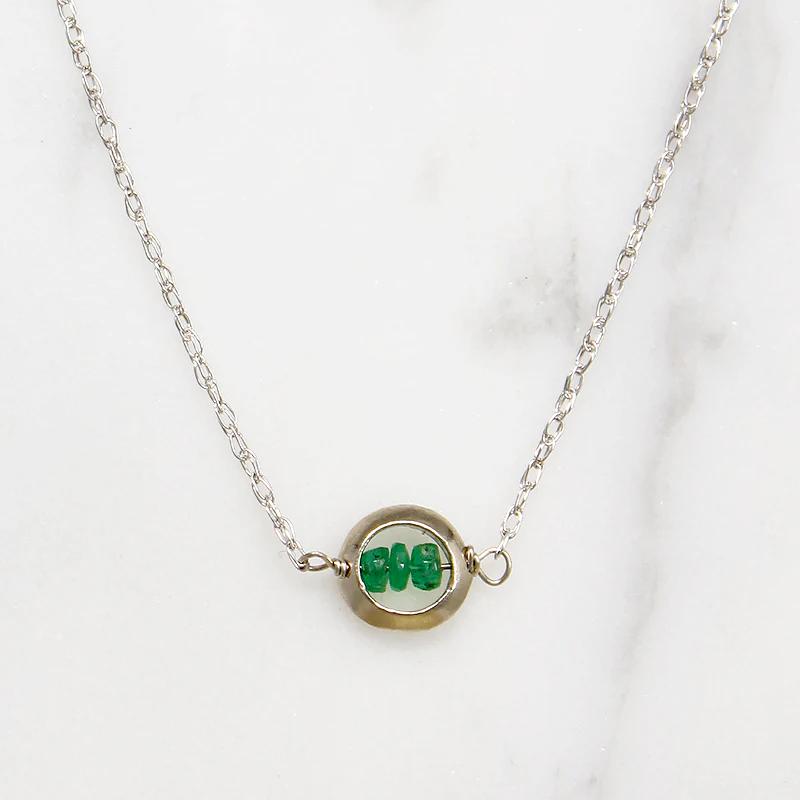 Verdant Emerald in White Gold "O" Necklace by brunet