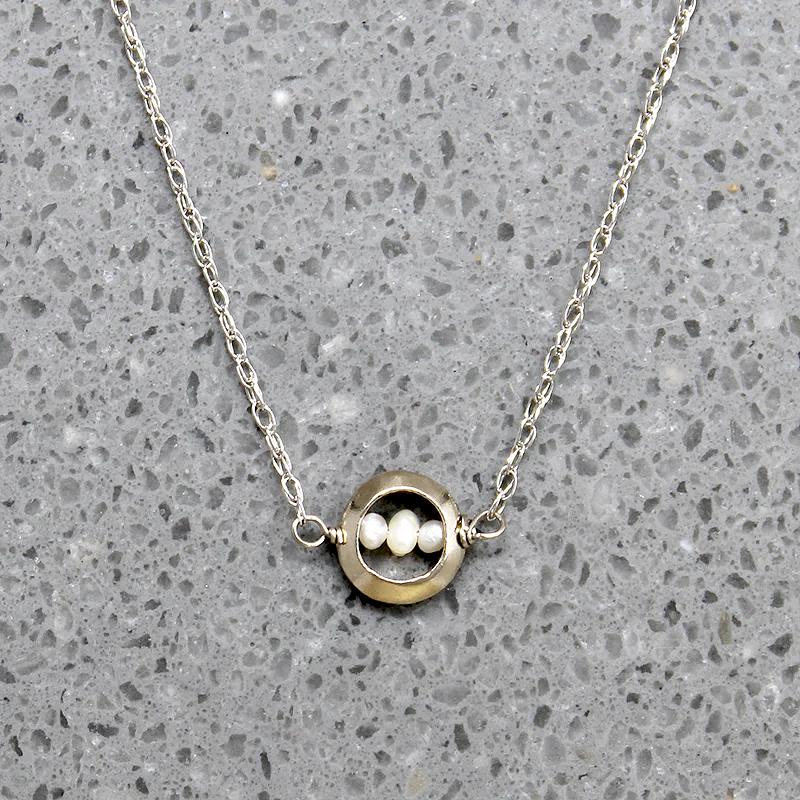 Petite Pearls in White Gold "O" Necklace by brunet