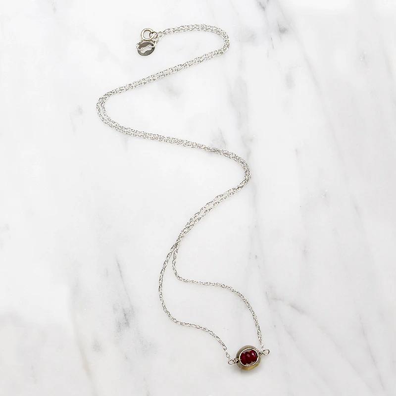 Crimson Ruby Beads in White Gold "O" Necklace by brunet
