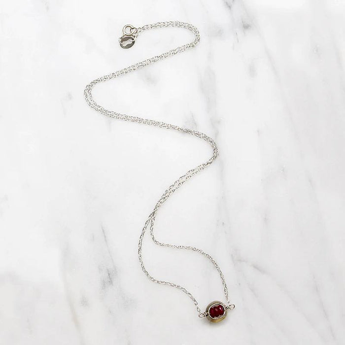 Crimson Ruby Beads in White Gold "O" Necklace by brunet