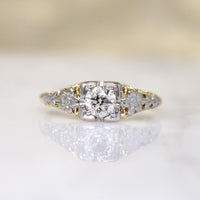 Two-Tone Floral Engagement Ring with Old Euro Cut Diamond
