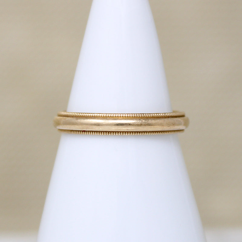 Slim Half Round 14k Gold Band with Milgrain Edge
