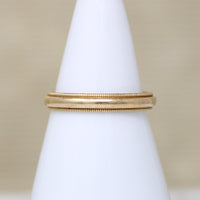 Slim Half Round 14k Gold Band with Milgrain Edge