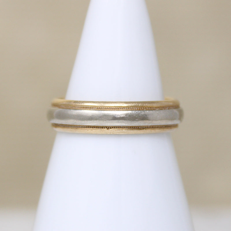 Mid Century Two-Tone Gold Wedding Band