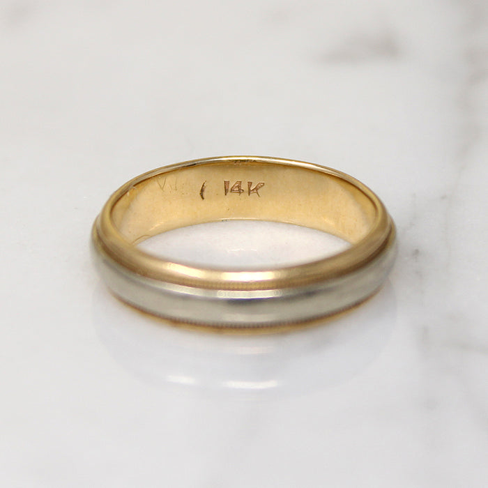 Mid Century Two-Tone Gold Wedding Band