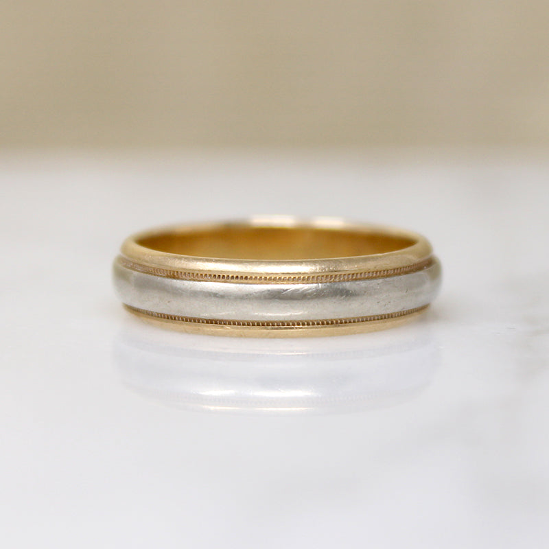 Mid Century Two-Tone Gold Wedding Band