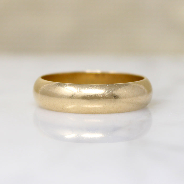 Glowing 14k Gold Half Round Wedding Band Size 10.5