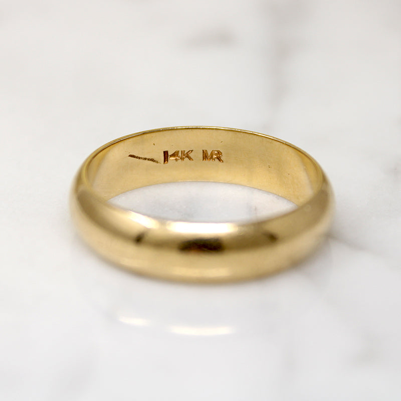 Glowing 14k Gold Half Round Wedding Band Size 10.5