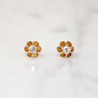 Twinkly Diamonds in 14k Gold Belcher Stud Earrings