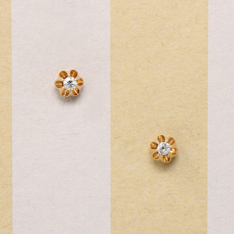 Twinkly Diamonds in 14k Gold Belcher Stud Earrings