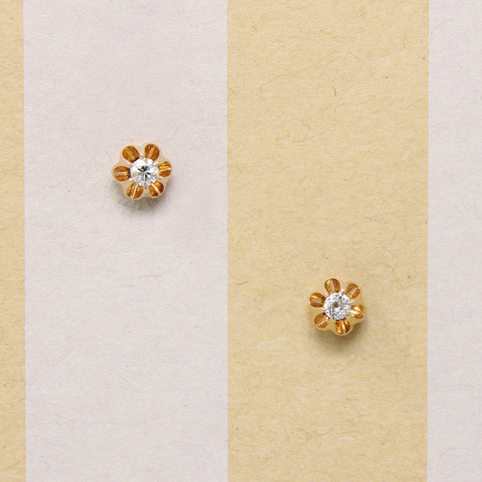 Twinkly Diamonds in 14k Gold Belcher Stud Earrings