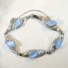 Sterling Filigree & Blue Glass Cats Eye Bracelet