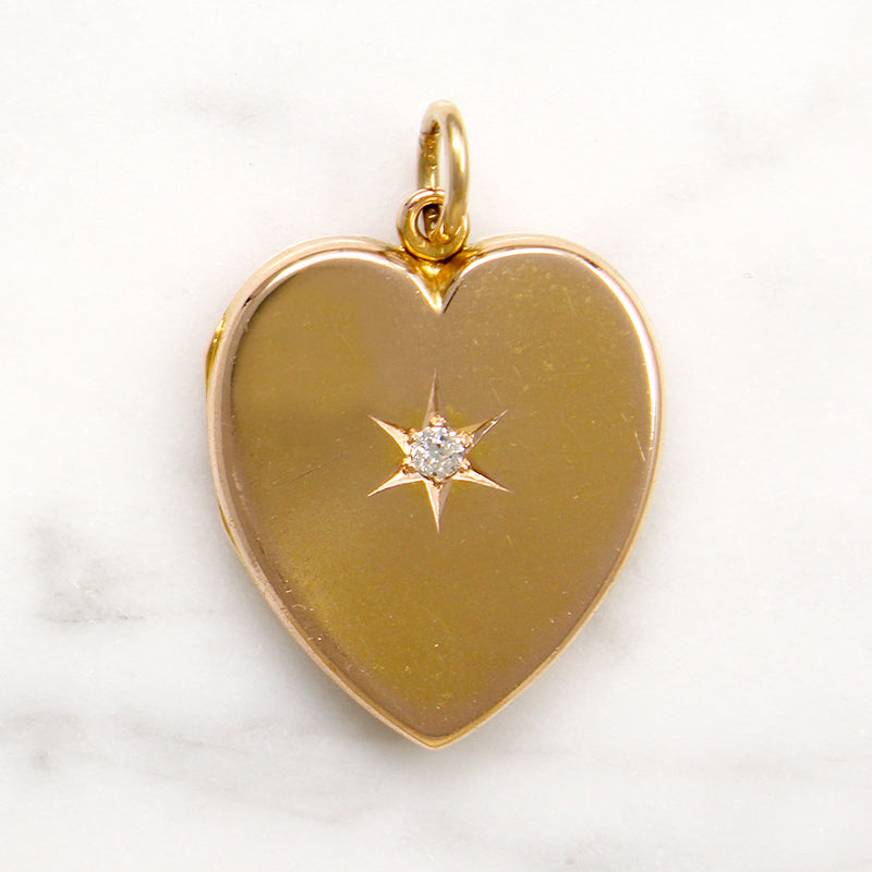 Shreve & Co. Rosy Gold Heart Locket with Old Mine Diamond