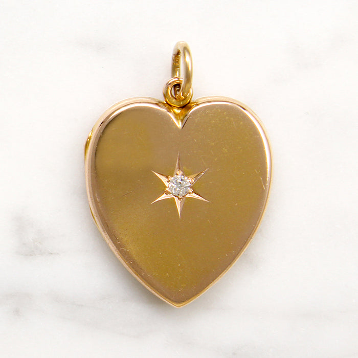 Shreve & Co. Rosy Gold Heart Locket with Old Mine Diamond