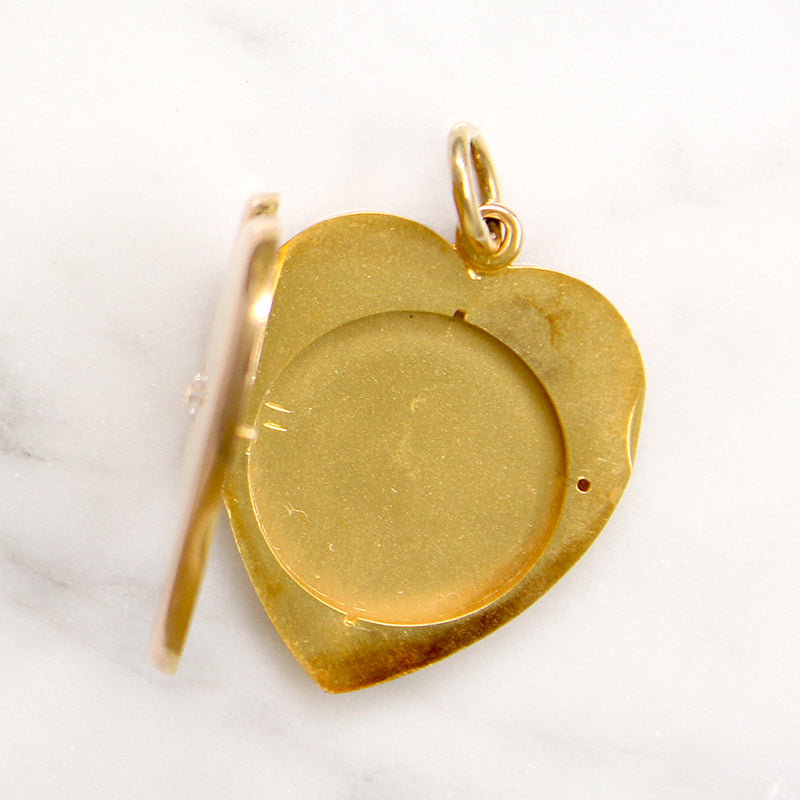 Shreve & Co. Rosy Gold Heart Locket with Old Mine Diamond