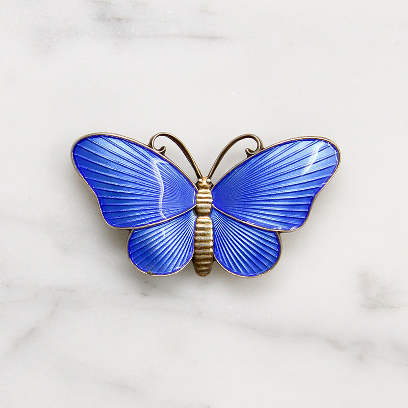 Darling Butterfly Brooch with Blue Enamel Wings