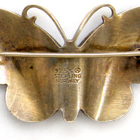 Darling Butterfly Brooch with Blue Enamel Wings