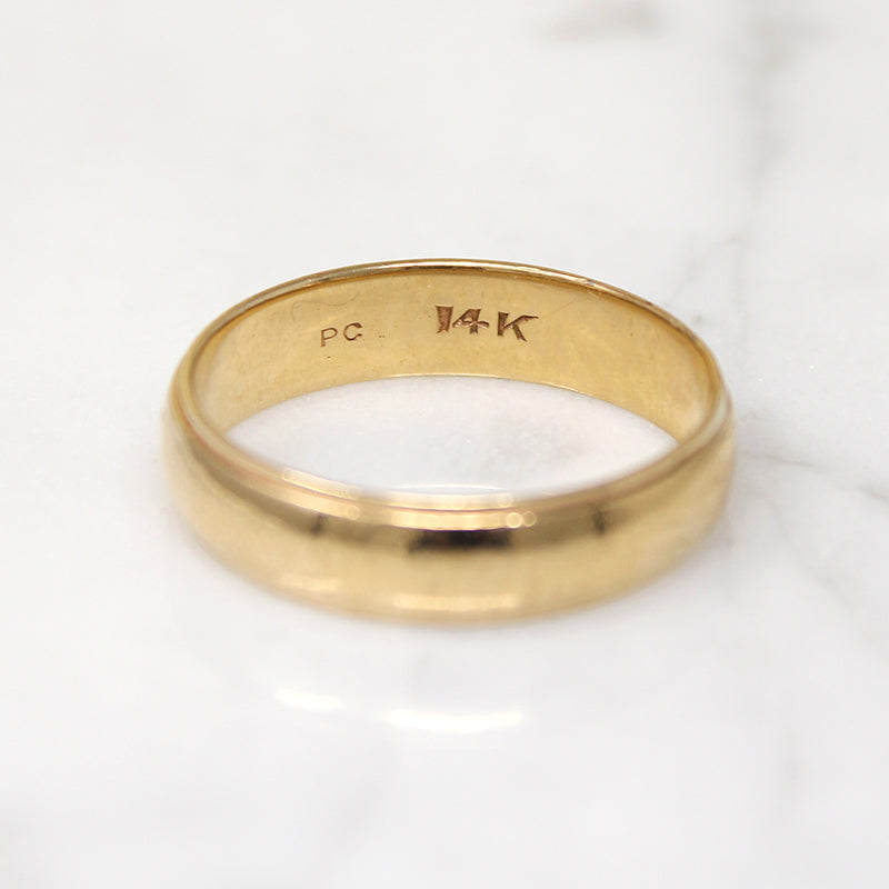 Deco 14k Gold Band with Stepped Edge Size 11.25
