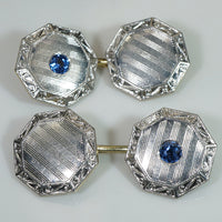 Edwardian Platinum and Gold Montana Sapphire Cufflinks