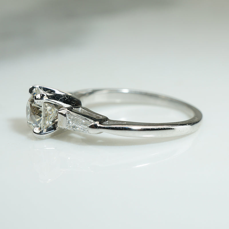 Chic Mid Century Old Euro Diamond Engagement Ring