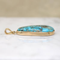 Stunning Natural Turquoise & 14k Gold Pendant