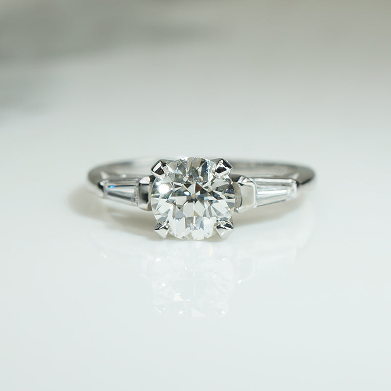 Chic Mid Century Old Euro Diamond Engagement Ring