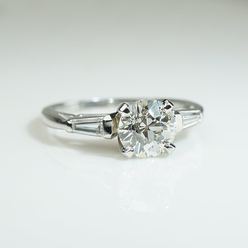 Chic Mid Century Old Euro Diamond Engagement Ring