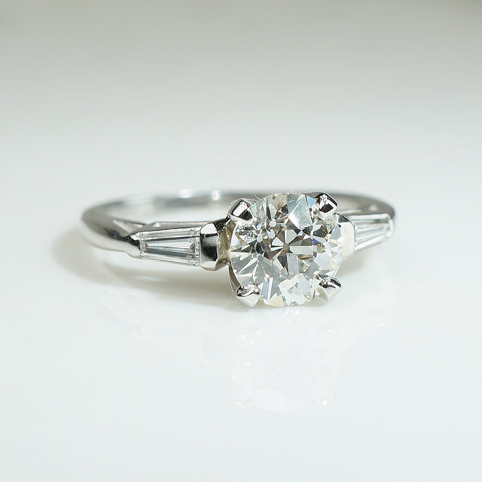 Chic Mid Century Old Euro Diamond Engagement Ring