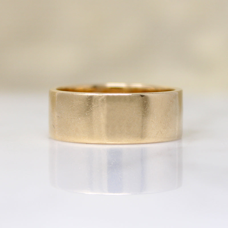 Wide Flat 14k Gold Wedding Band Size 9.75