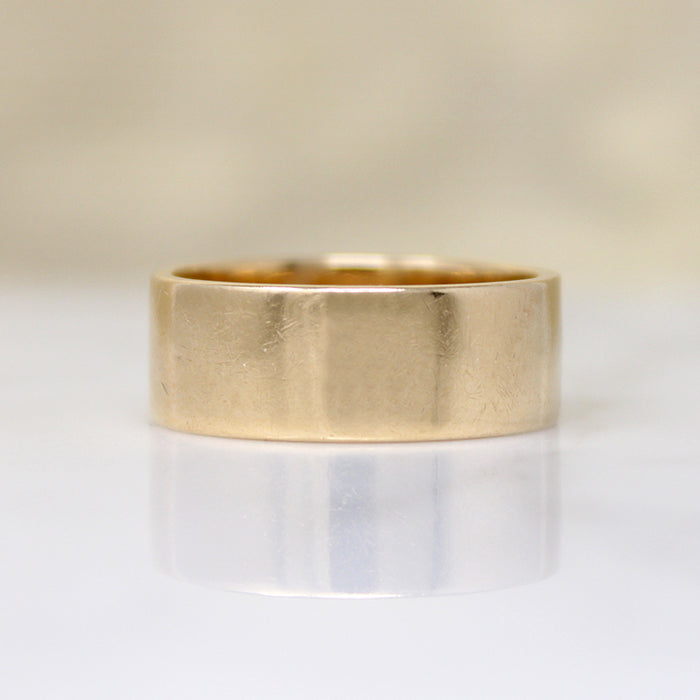 Wide Flat 14k Gold Wedding Band Size 9.75