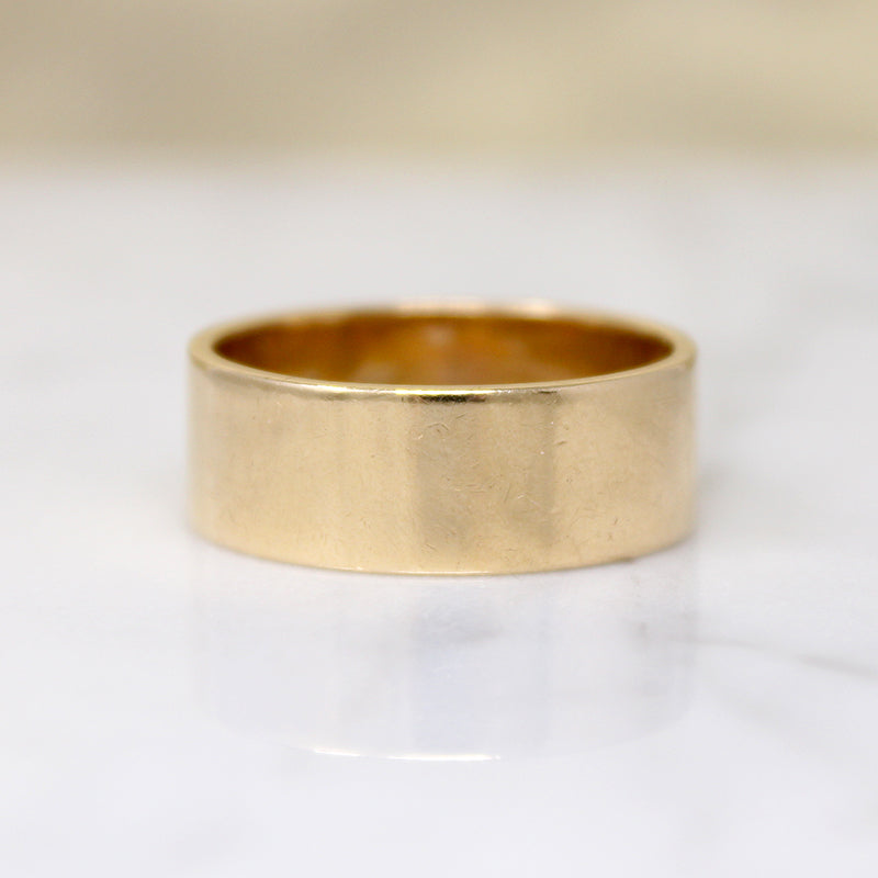 Wide Flat 14k Gold Wedding Band Size 9.75