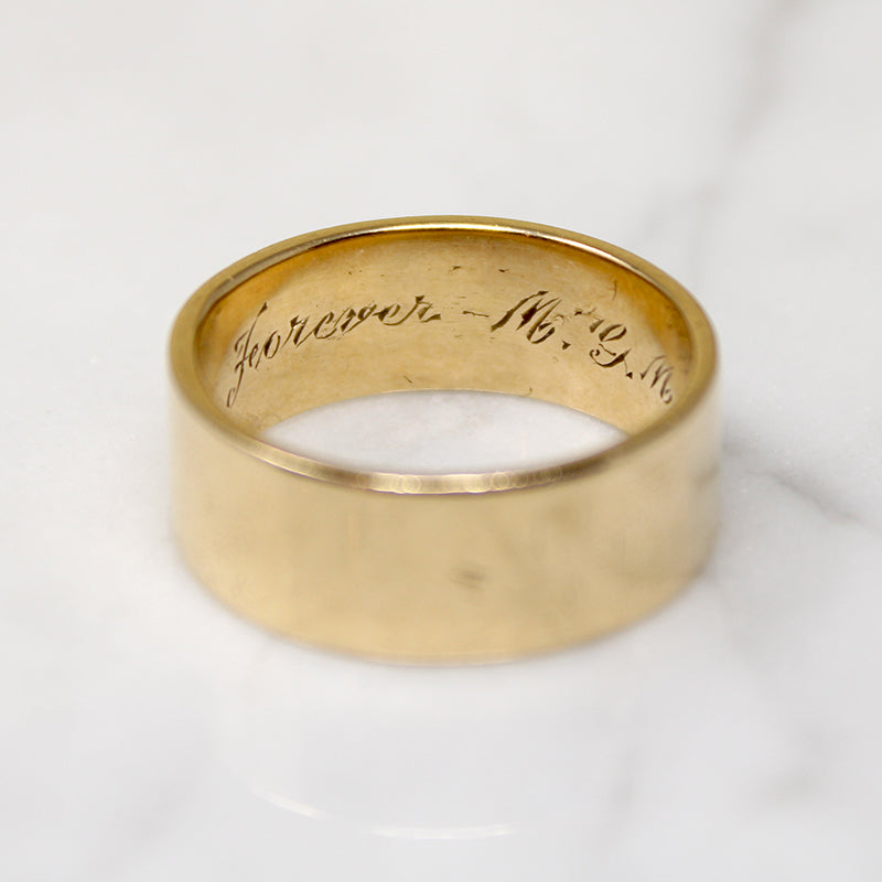 Wide Flat 14k Gold Wedding Band Size 9.75