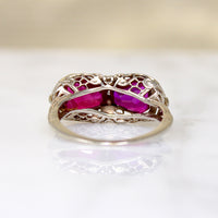Hot Pink Rubies in Art Deco Filigree Ring