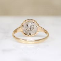 Bright Old Mine Cut Diamond Flower Cluster Ring