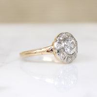 Bright Old Mine Cut Diamond Flower Cluster Ring